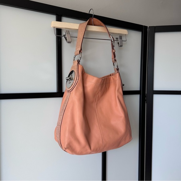 Coach Penelope Shoulder Hobo Bag in a Peach Coral Leather - Picture 3 of 13